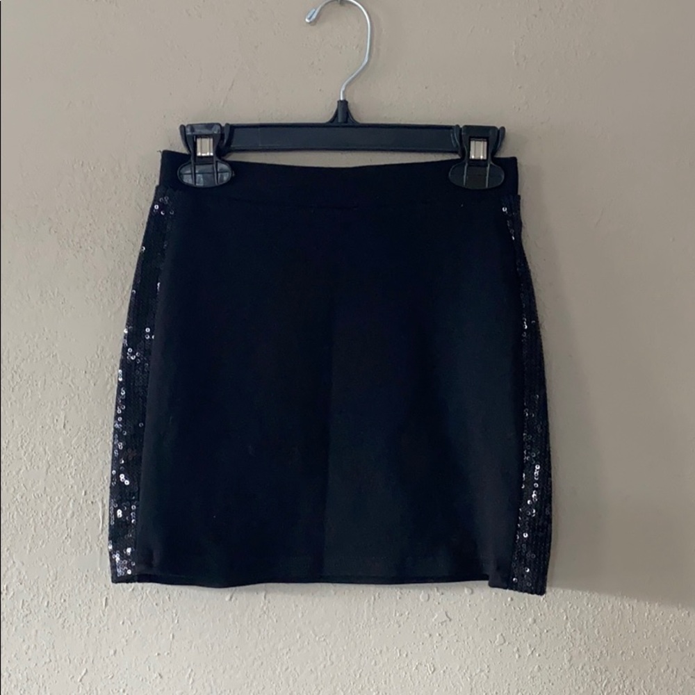 black sequin skirt